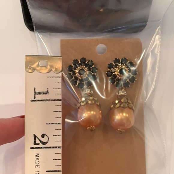 💐5/25 bold large crystal faux Pearl dangle 1980s - Picture 6 of 7